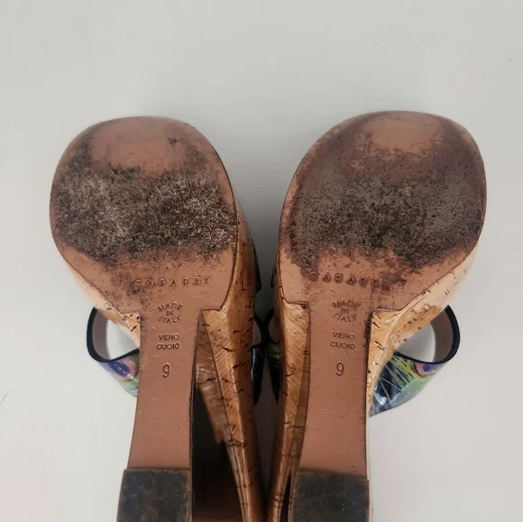 Casadei Italian Blue And Green Wedge Sandals - Picture 11 of 12
